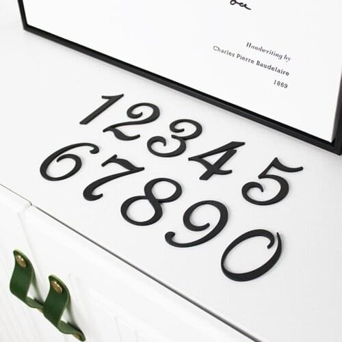 Soild Brass House Numbers Door Sign Wall Mounted, Flat Black, 7cm High