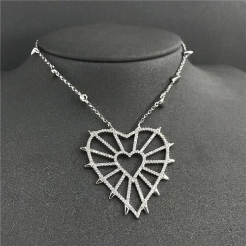 S925 sterling silver January new heart-shaped necklace female fashion personality baroque heart-shaped pendant
