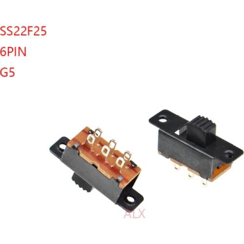 10PCS SS22f25 G5 TOGGLE switch 2 Position 6PIN DPDT 2P2D Handle high 5MM PITCH 4.0MM Panel Mount Slide Switches SS22F25G5