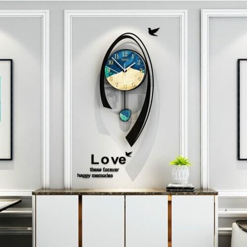 Nordic Clock Pendulum Wall Clock Art Poster Decoration Quartz Watch Silent Home Living Room Creative Horloge Free Shipping WF