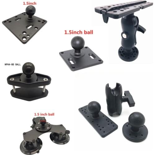 Ball Mount with Fish Finder and Universal Mounting Plate Kayak Accessories /1.5 inch Ball Head Base /1.5 inch Double Socket Arm