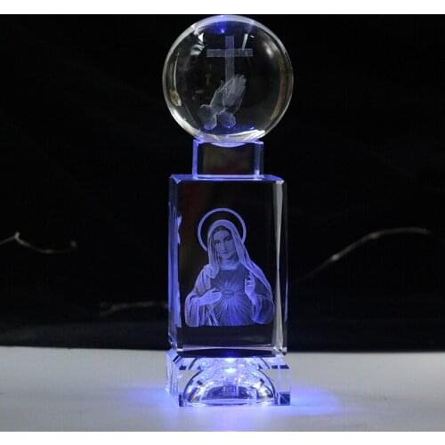 BEST present gift 2020 Bless HOME family Catholic Christianity the Virgin Mary Madonna pray Cross 3D Crystal Figurine statue