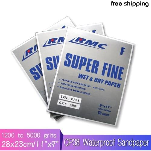 5 Sheets CP38 Waterproof Sandpaper Abrasive Paper Wet & Dry 1200 to 5000 Grits for Automotive Sanding Wood Furniture Finishing