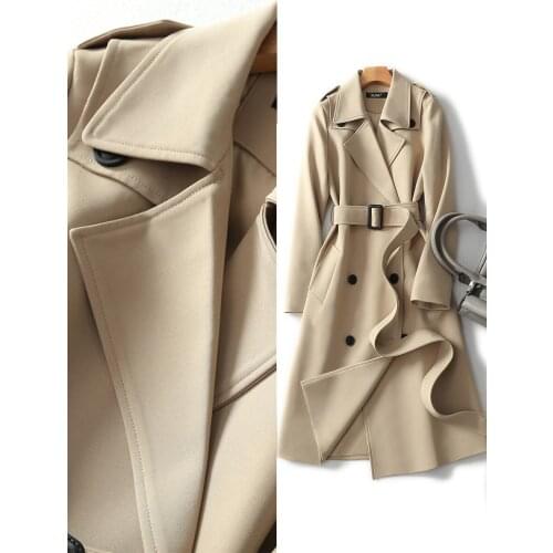 High End Atmospheric Coat Windbreaker 2021 New Mid Long Small Slim Down Temperament Womens Popular Spring and Autumn