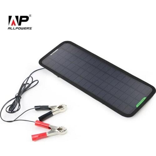 ALLPOWERS 18V 5W Solar Charger Solar Panel Battery Maintainer Charging for Car Automobile Motorcycle Tractor Boat Battery ect