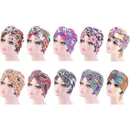 Women Hair Caps Turban African Pattern Cotton Knot Headwrap Fashion Warm Bandana Hats Ladies Cap Night Sleep Hair Styling Tools