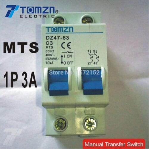 1P 3A MTS Manual transfer switch Circuit breaker MCB 50HZ/60HZ 400