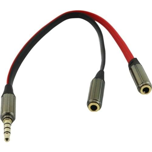 1x 3.5mm 4pole Male To Dual 3.5mm Female Jack Aux Headphone Stereo Audio Y Splitter Flat Lead Connector Cable 18cm