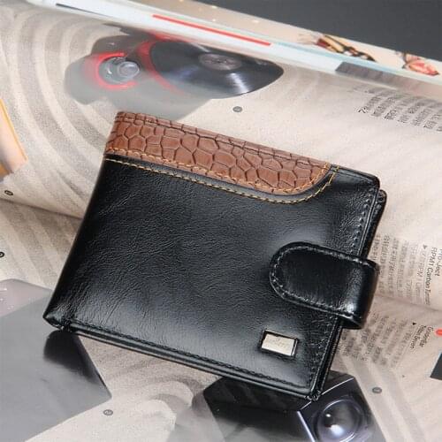 2021 New Patchwork Leather Men Wallets Short Male Purse with Coin Pocket Card Holder Brand Trifold Wallet Men Clutch Money Bag