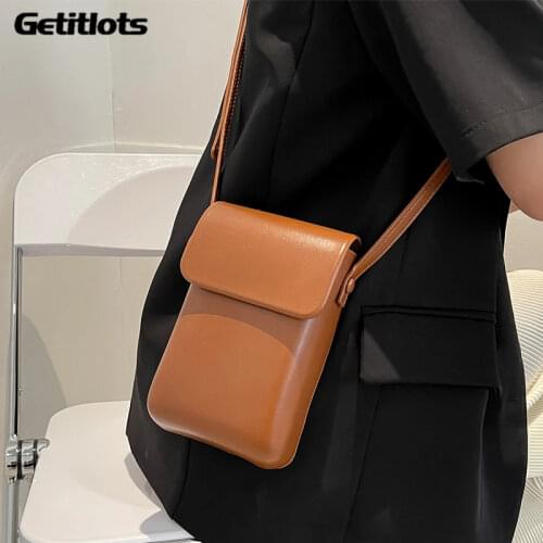 2021 Flap Crossbody Bags Women Mini PU Leather Shoulder Purses and Handbags for Girls Ladies Phone Simple Solid Designer Bag