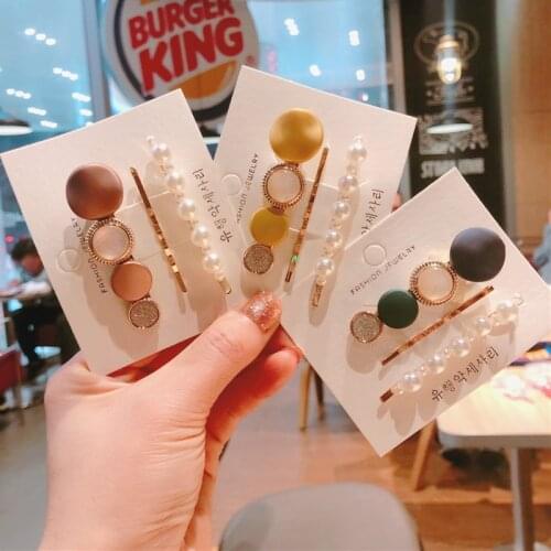 3pcs/set Pearl Beads Button Fashion Woman Girl Hair Clip Hairband Bobby Pins Barrette Hairpin Headdress Accessory Beauty Styling