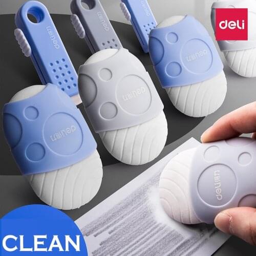 3Pcs Deli Safe Material TPR Eraser Creativity Retractable Push Pull Eraser Professional Drawing Painting Kawaii School Supplies