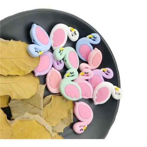 3PC Mini Flamingo Silicone Beads Cartoon Animal Diy Teething Toys Food Grade Silicone BPA Free Baby Teether