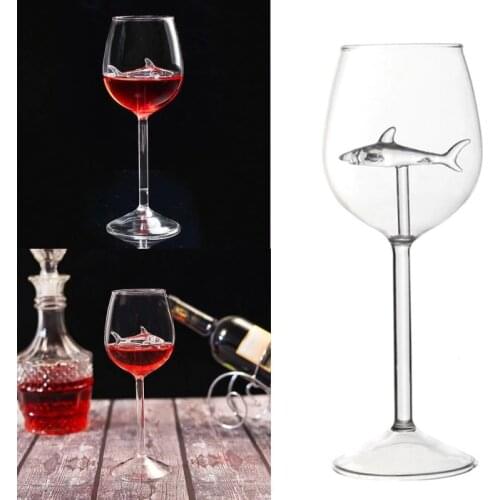 300ml Creative Red Wine Glass With Shark Inside Crystal Wine Glasses For Party Wedding Flutes Glass Bottle For Home Use