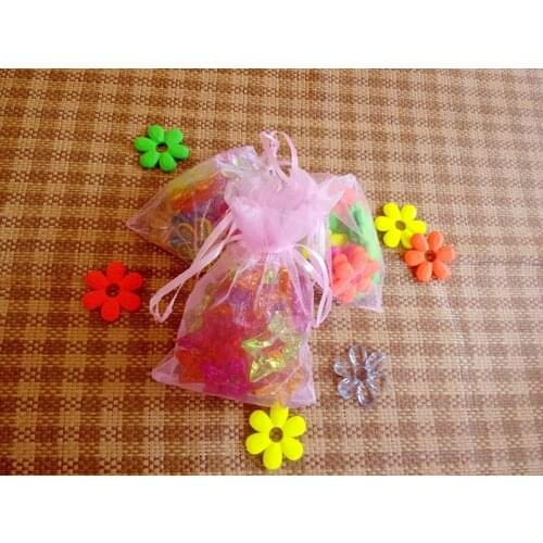 50pcs 11*16cm Pink Organza Gift Bag Jewelry Packaging Display Bags Drawstring Pouch For Bracelets/necklace/wedding Mini Yarn Bag