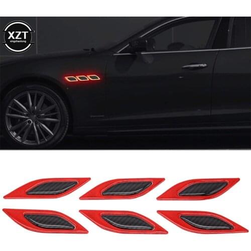 6Pcs/Set 3D Car Styling Reflective Strips Carbon Fiber Reflector Sticker Truck Auto Safety Warning Tape Car Exterior Accessories