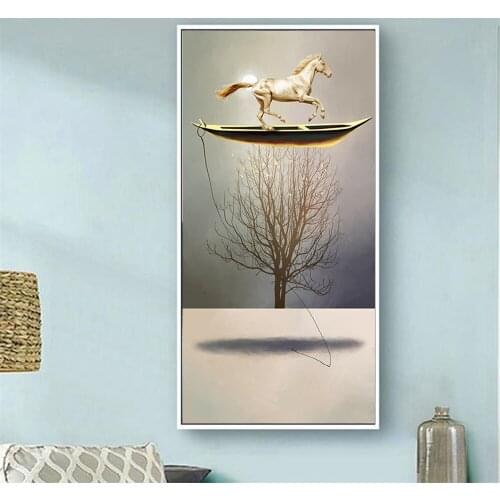 Abstract Horse Boating Canvas Painting Print Post Modern Wall Art Painting Artwork Minimalist Picture Living Room Corridor Decor
