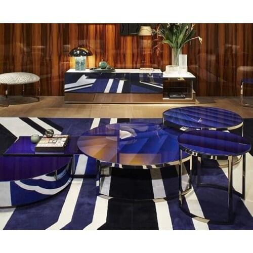 ChinaFurniture Alternative Processing Factory Modern Light Luxury Glass Plate Stainless Steel Foot Bracket Coffee Table