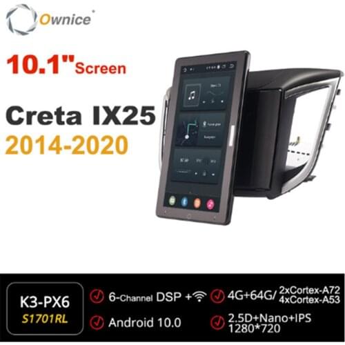 Ownice 1280*720 Android 10.0 Car Radio forHyundai Creta IX25 2014 2015 2016 2017 Auto Multimedia head Unit 10.1" IPS Rotatable