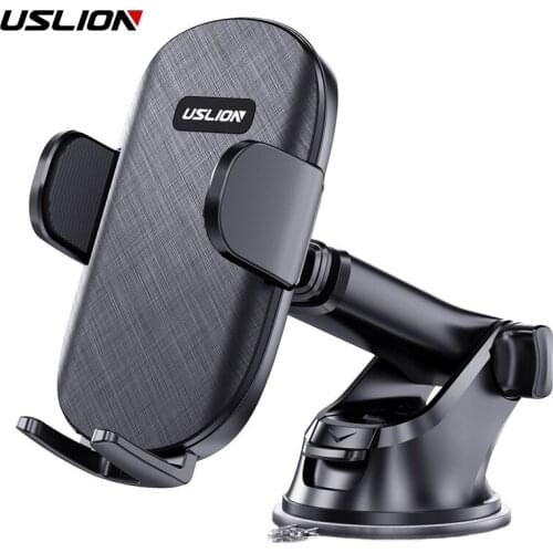 USLION Sucker Car Phone Holder 360 Rotation Mobile Phone Holder Stand in Car For Windshield Dashboard GPS Gravity Mount Support