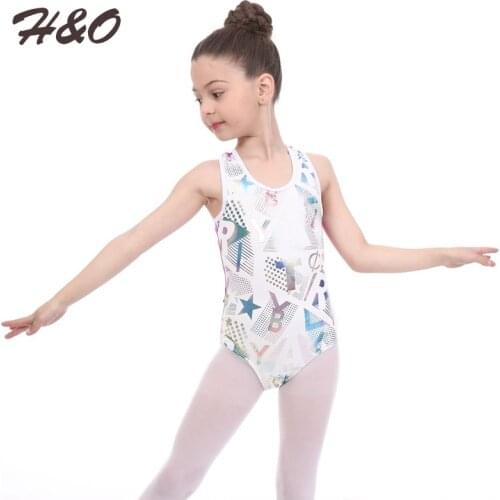 H&O Children Girls Ballet Dancing Dress Sleeveless Round Neck Cutout Back Ballet Gymnastics Leotard Jumpsuit Dance Performance