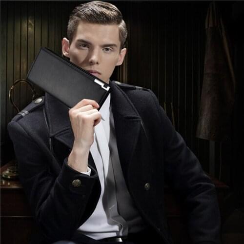 Wallet Long Bussiness Card Holder Hasp Wallet Aluminum Metal Credit PU Leather Purse Checkbook Mini Card Wallet For Man New