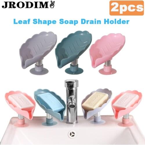 Leaf Shape Soap Drain Holders Soap Box Bathroom Shower Soap Dish Tray Sucker Soap Storage Racks Kitchen Bathroom Accessories