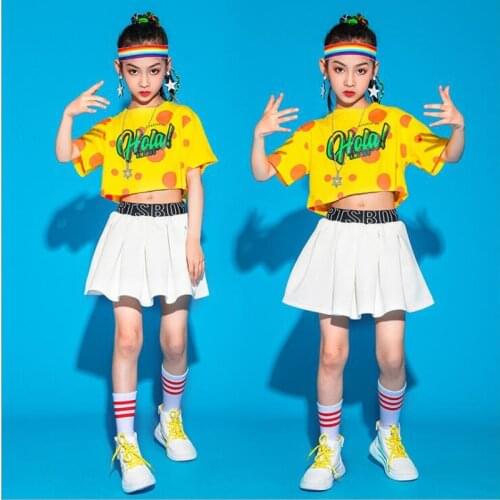 Kids Hip Hop Dacning Clothing Festival Outfits Loose Tshirt Streetwear Mini Skirt For Girls Jazz Dance Wear Costume Clothes Set