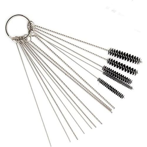 Carburetor Carbon Dirt Jet Cleaner 10 Cleaning Needles + 5 Brushes Tool Kits