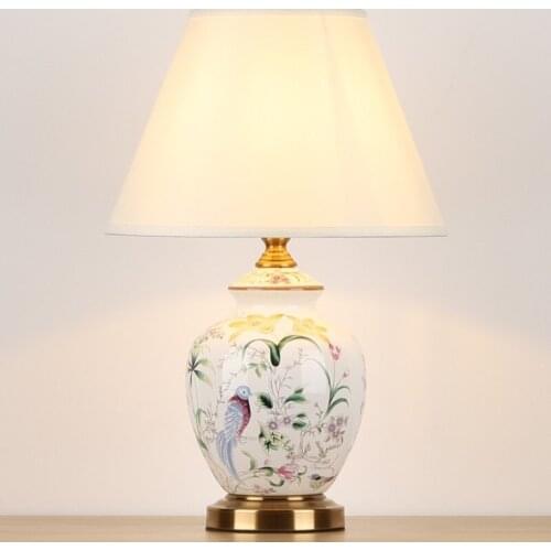 Ceramic Table Lamp Hotel Living Room Bedroom Study Bedside Lamp Modern Simple American Country Wholesale Soft Model Room