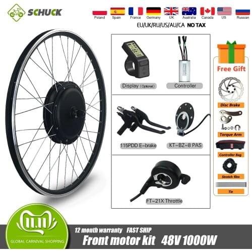 Electric Bike Conversion Kit 48V 1000W 20-29inch 700C EBike Brushless Front Hub Motor Waterproof Kit For Ebike Conversion Kit