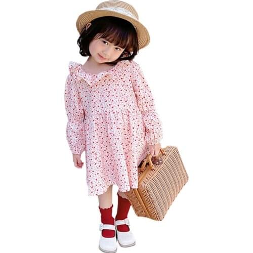 Korean Version Long Sleeve Dress Age For 1 - 8 Years Little Girls Print Cute Cotton Bohemian Dresses 2021 New Autumn Kids Frocks