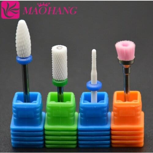 MAOHANG 4pcs/set Ceramic Nail Drill Bit Ball Burr Electric File Nail Cutter Manicure Drill Bits Remove Gel Polish Varnish Tools