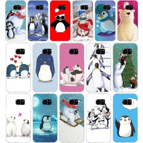 271H Lovely Penguin Polar Bear Soft TPU Silicone Cover Case for samsung Galaxy s6 s6 s7 edge s8 s9 plus case