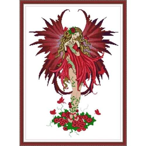 Flower Fairy painting counted printed on the canvas 11CT 14CT DIY kit Cross Stitch embroidery needlework Sets home decor