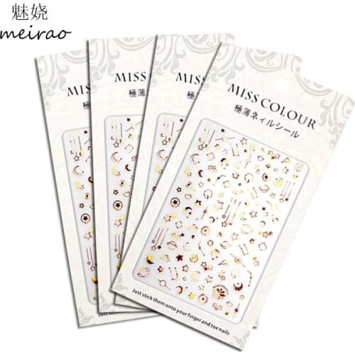 1pcs Full Beauty Gold Silver Nail Water Sticker Star Moon Starry Designs Adhesive Art Decorations Stamping Manicure Nails Sticke