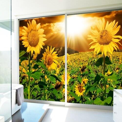 Tile stickers wardrobe renovation sliding door stickers kitchen custom living room glass film bathroom opaque sunflower