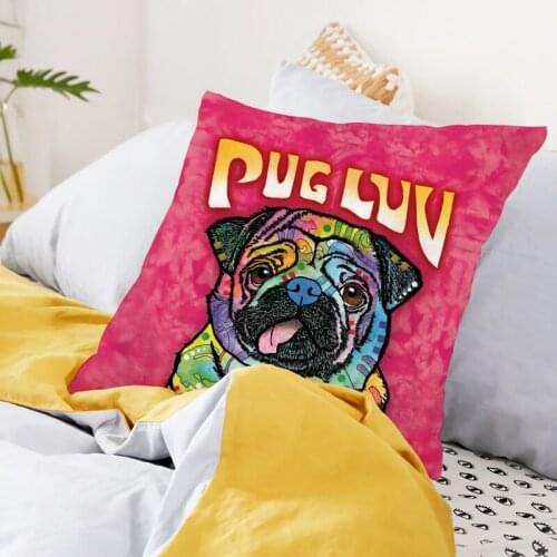 Anime Pillowcase Bulldog Throw Cushion Pillow Cover Printing Invisible Zipper Pillowcase Bedroom Office Throw Pillow 45x45cm