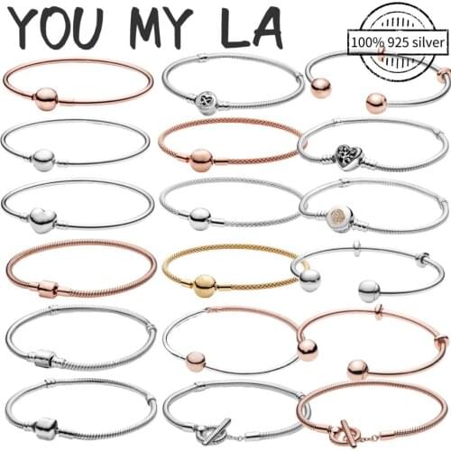 2021 New Bracelet 925 Sterling Silver Love Classic Shining Snake Chain Bangle Charm Fit Pando Bracelet Fine Jewelry For Women