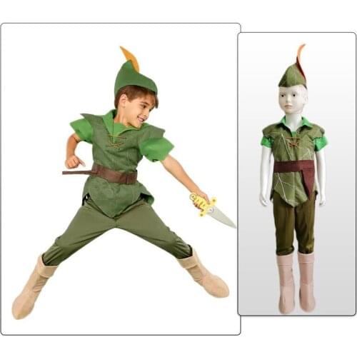 2021 New Halloween Christmas Childrens Party Little Boy Green Elf Peter Pan Performance Clothes Peter Pan Set