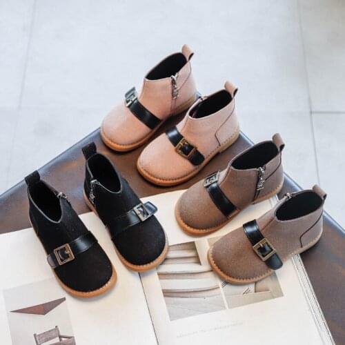 2020 Autumn Childrens Shoes Girls boots Girls Suede Boots Kids Fashion Zip Boots For GIrls Soft Sole Toddler Shoes Size 21-30