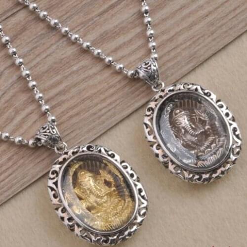 Handcrafted 100% 925 Silver Ganesh Buddha Pendant Necklace Solid silver Ganesa Buddha Pendant Necklace Elephant Buddha Amulet