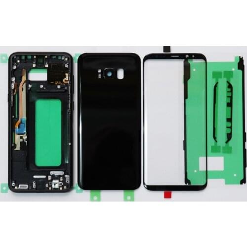 Full Housing For Samsung Galaxy S8 plus G950 G955 Original Middle Frame Bezel Chassis + Back Glass Cover+ Front Glass+Adhesive