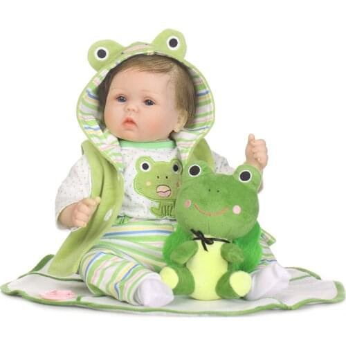 55cm Bebe Reborn Boy Girl Dolls 22" Soft Silicone Reborn Baby Dolls Toys Cartoon Frog Travel Doll Kids Gift Bonecas