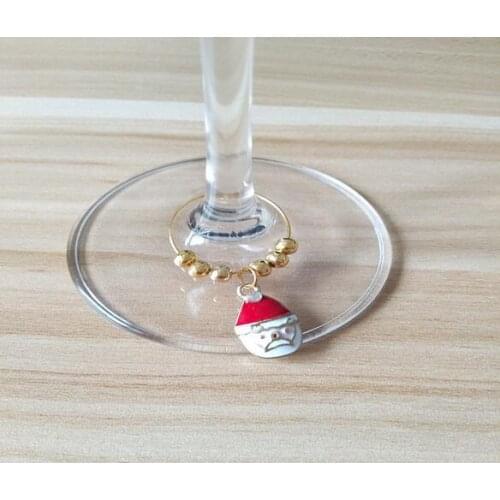 Christmas Wine Glass Decoration Charms Party New Year Cup ring Table Decorations Xmas Pendants Metal Ring Decor