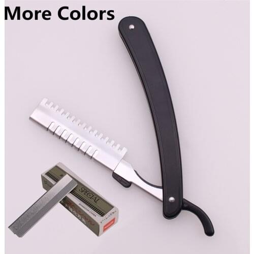 Salon Sharp Barber Razor Hair Razors Cut Hair Cutting Fine Thinning Trimming Shaving Knife Hairdresser Tool 50Pcs + Blades 100