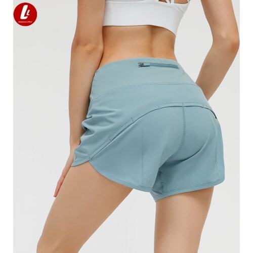 4" Lined Mid Rise Gym Fitness Workout Shorts Women Lightweight Quick Dry Running Sport Shorts with Back Zipper Pocket