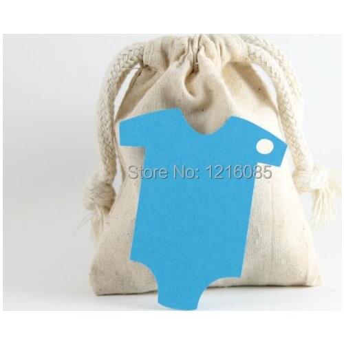 Blue Baby Shower Tags Blank Boys Shower Favors, Die Cut Baby Suit Shape Tags, Wish Tree, Gift Tags