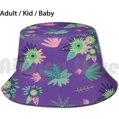 Floral Fancy - Purples , Pinks , Greens & Teals Sun Hat Foldable UV Protection Purples Pinks Greens Teals Beautiful