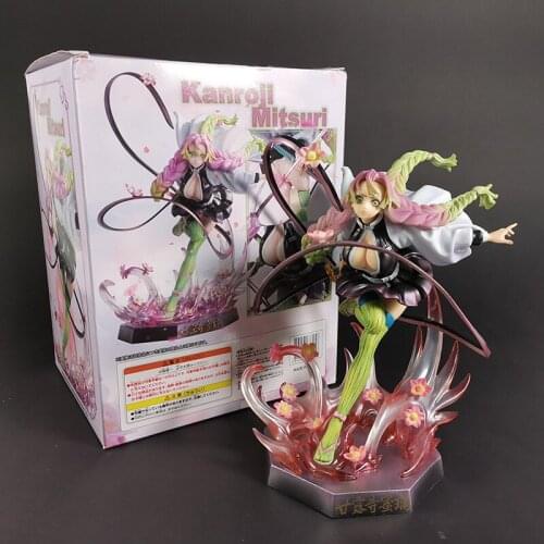 Demon Slayer Kanroji Mitsuri Statue PVC Figure Toy Kimetsu no Yaiba Anime Figurine Model 20cm